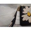 Coach Floral Small Wristlet Black Leather New