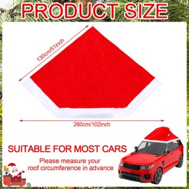 Datanly 18 ft Velvet Christmas Golf Cart Decorations Large Velvet Santa Hat for Car Santa Claus Hat Outdoor Car Covers for Automobiles Christmas Golf Cart Costume Auto Vehicle Accessories