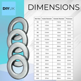Form A M10-10mm Washers Zinc Steel (Pack of: 2) Metal Washer DIN 125 Durable Connection Enhancement for Nuts and Bolts