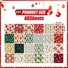 48 Sheets Christmas Pattern Paper 24 Designs Xmas Themed Card Stock Pad 6”X 6”Festival Decorative Craft Paper Scrapbook Specialty Paper Scrapbooking Supplies DIY Card Making Scrapbook