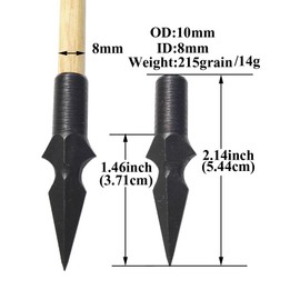 AMEYXGS 6pcs Traditional Hunting Broadheads Archery Glue on Arrowheads for Wooden Bamboo Arrows for 8mm Bamboo Wood Arrows (Black02)
