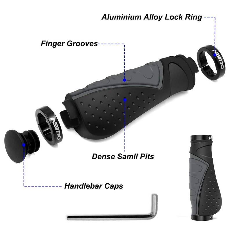 FAM STICKTILES Handlebar Grips, Ergonomic Handlebar Grips Double Aluminum Clamp