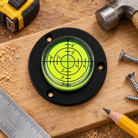 Round Bubble Level Tool – Circular Spirit Level Gauge with Mounting Holes for DIY, Construction and Alignment Projects