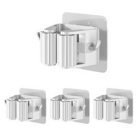 Doctor Robot Aufhänger für Besen und Späne – selbstklebende Wandhalterung, einfache Installation für Badezimmer, Küche, Garage oder Möbel zur Reinigung (4 Stück)