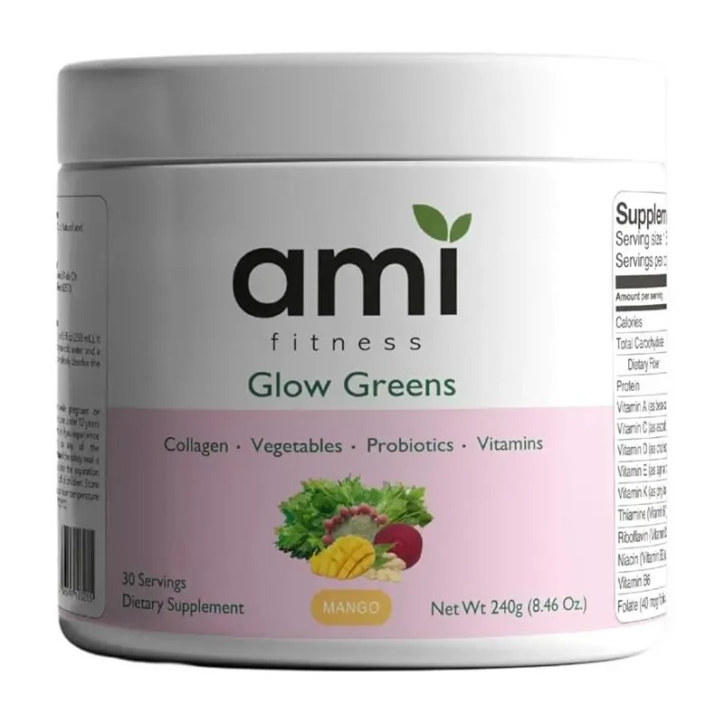 Polvo Ami Fitness Glow Green Colágeno Probióticos Jugo Verde