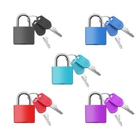 Paquete de 5 candados para maleta con llaves, candados pequeños de 0.906 in, multicolor, de latón macizo, para maleta, equipaje, bolsa de viaje, crema
