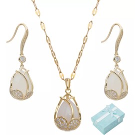 TENDER LIHOME Collar Y Aretes De Tulipán Flor Elegantes Para Mujer C/ Caja