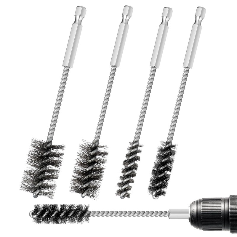 4 Pcs Wire Brush for Drill Stainless Steel Bore Brushes