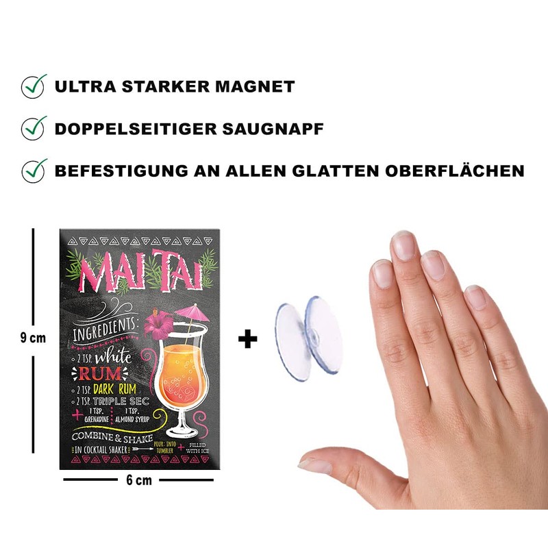 schilderkreis24 Cocktail Recipe "Mai Tai" Magnet Alcohol Spirits Decorative Fridge