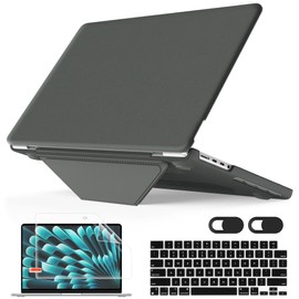 Mektron Leather Case for MacBook Pro 14 Inch M4/ M3/ M2/ M1, Fits A3112 A3401 A3185 (2024) / A2918 A2992 (2023) / A2779 / A2442 (2021) Protective Hard Shell with Fold Kickstand - Business Grey