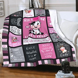 Cow Blanket Gifts for Girls Women Soft Warm Flannel Cow Lovers Throw Blanket Cow Birthday Gifts for Adults Kids 50"x40"