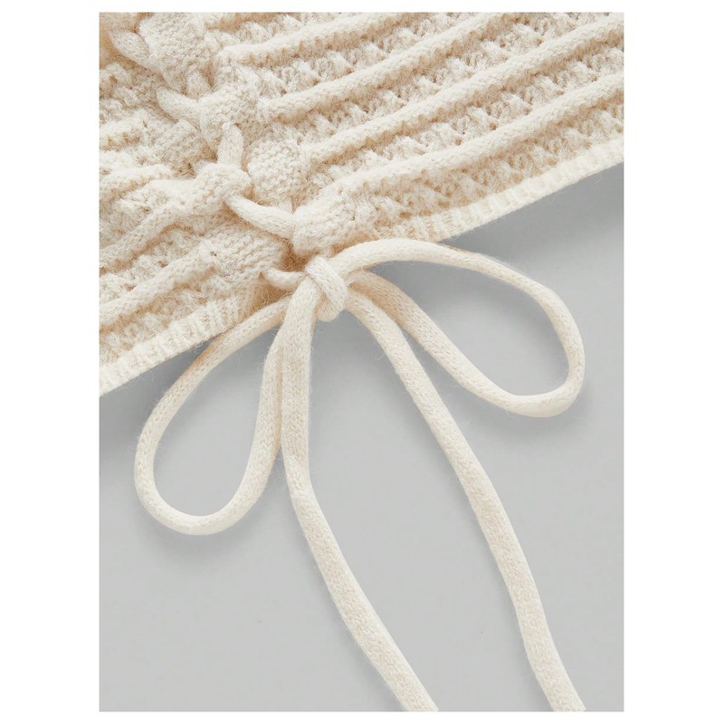 SHENHE Women's Open Back Knitted Halter Crop Top Tie Backless