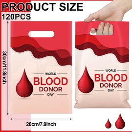 Aliceset 100 Pcs World Blood Donor Day Bags Bulk with Handles Plastic Retail Merchandise Red Blood Save a Life Blood World Blood Donor Celebration Gifts Charity Supplies for Women Men