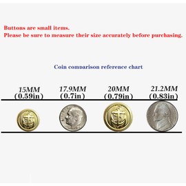 KENDANY 11 Pieces Metal Blazer Button Set - Naval Anchor Crest - for Blazer, Suits, Sport Coat, Uniform (Gold 15MM 20MM)(0.59in-0.79in)