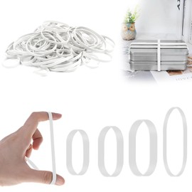 Pack of 100 Rubber Rings, Various Sizes, 5/6/8/12 cm with Box, Wide Elastic Band, White Elastic Band, Wide, Household Rubber, Mixed Rubber Band, Wide Rubber Band
