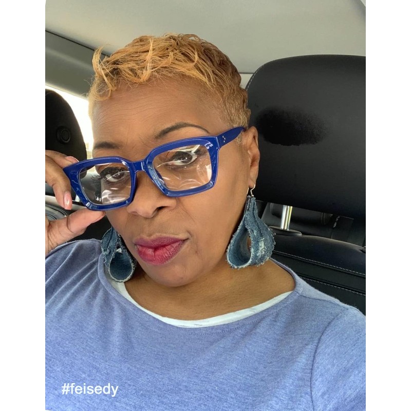 FEISEDY Retro Square Blue Light Blocking Reading Glasses Anti Glare