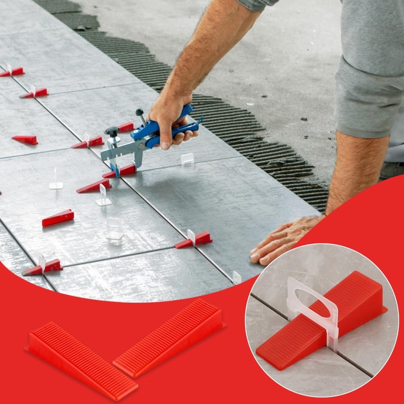 Lvjkes 100 Pieces Tile Wedges, Plastic Tile Levelling System for