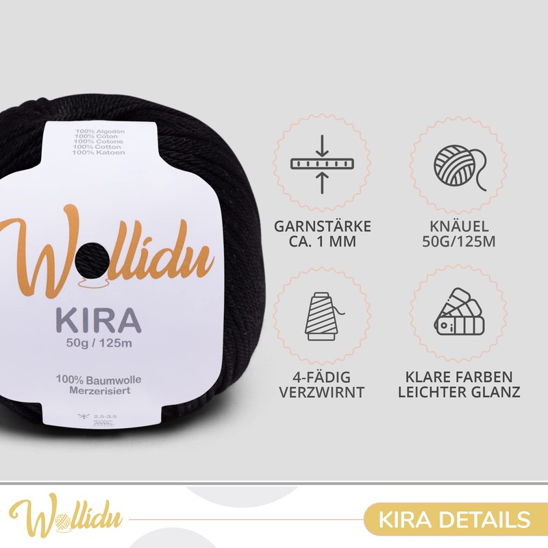 Wollidu Kira 100% Cotton for Knitting and Crocheting 4 x