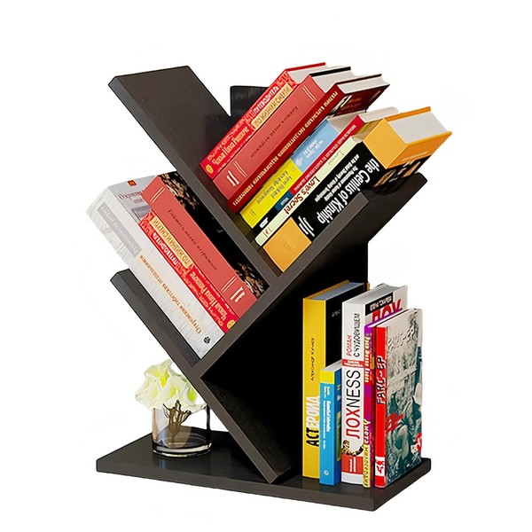 Godferyxin Godferyxin Tree Bookshelf, 3-Tier Wood Small Bookshelf and Mini