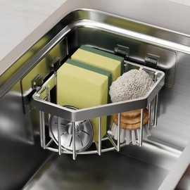 Sponge Holder for Kitchen Sink Organizer, Kitchen Sink Caddy, Dish Sponge Holder Stainless Steel, Dish soap Holder for Kitchens, bathrooms, Toilets