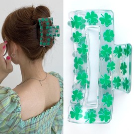 St. Patrick's Day Hair Claw Clips for Women - Irish Shamrock Non-Slip Strong Hold Hair Accessories, Cute Green Hair Clips for Girls Thin/Thick Hair, Lucky Clamp Jaw Clips for St Patty's Day
