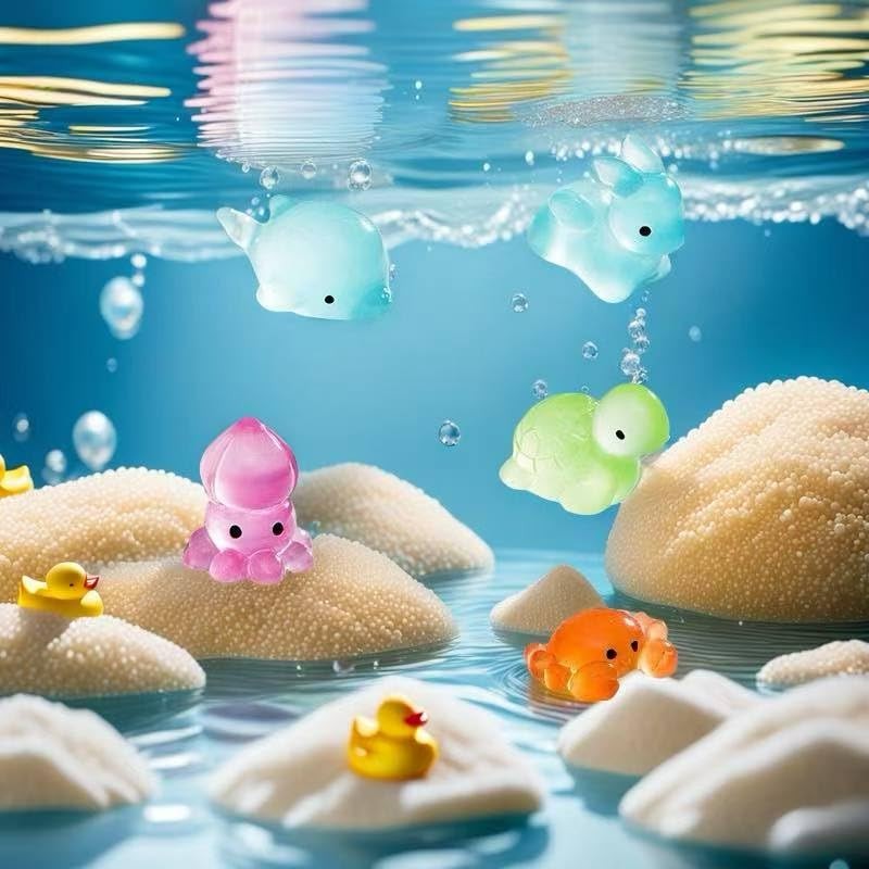 FANIXTIME 20pcs Mini Ocean Animals Glow in The Dark,Mini ResinCuttlefish,