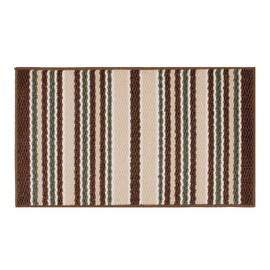 Outdoor Indoor Entrance Doormat Welcome Door Mats Indoor Absorbent Bath Area Mat Non Slip Entrance Rug Floor Mat Entryway Rug Decorative Olefin Carpet Area Rugs for Bathroom(Brown and Beige Striped)