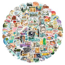 Vintage Travel Stickers, 100Pcs Cute Retro Travel Stickers Aesthetic Scrapbook Stickers Decor Stickers for Luggage Laptop Planners Phone Water Bottle Suitcase Notebooks Album Scrapbook Accessories