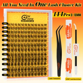 Lashes-Individual Kit Manga Style, Glowvane Cluster Lashes Kit D Curl, Reusable Eyelashes Individual Kit False Eyelashes with Lash Bond and Seal and Lash Tweezers, Easy to Wear and Remove(Manga 02)