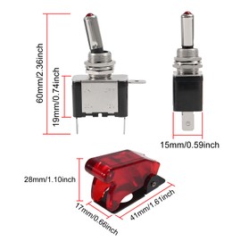 AITRIP 6pcs Rocker Toggle Switch LED Illuminated with Waterproof Boot Cap Cover, 20A 12V-24VDC, 3 Pin SPST ON/Off Switch with Metal Bat, Used for Car Auto Truck Boat