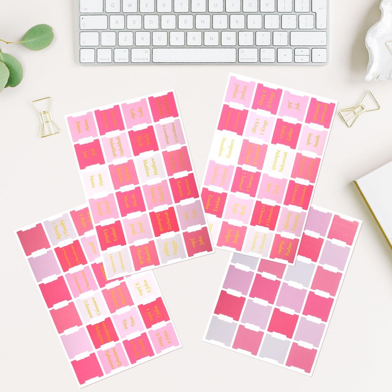 NEWEST 96 Pieces Bible Tabs, Pink Bible Tabs for Women