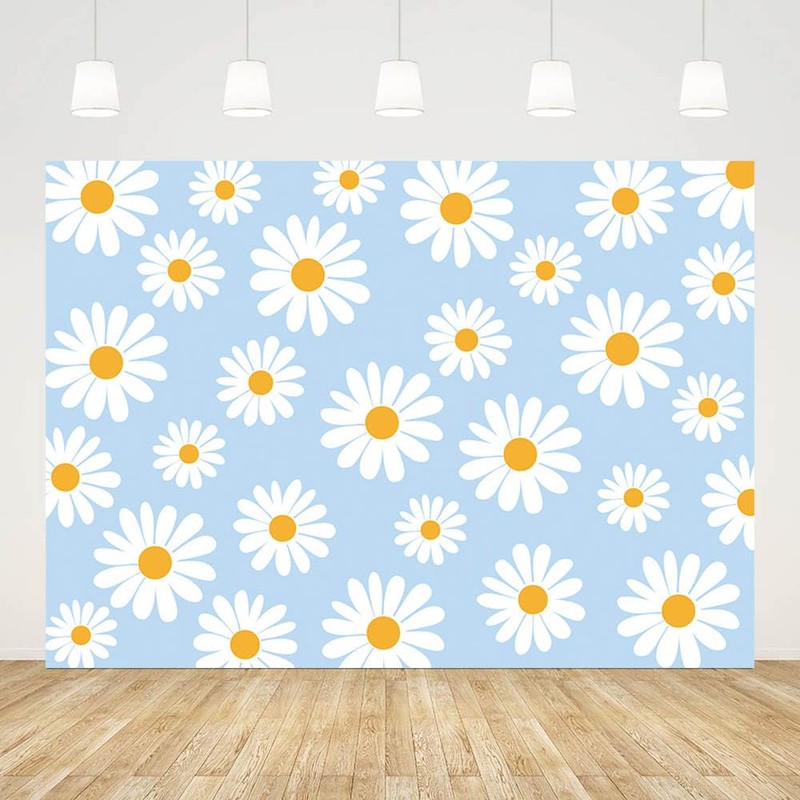 AIBIIN White Daisies Photography Backdrop for Kids Birthday Party Baby