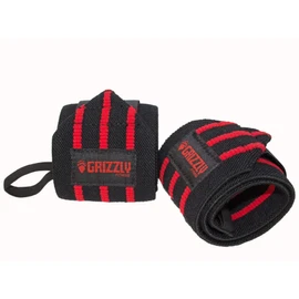 Grizzly Fitness 3" Heavy Duty Red Line Weight Lifting Wrist Wraps for Men and Women | Sold in Pairs | One-Size | Used to provide Wrist support during Lifting and Pulling | 3" Wide x 20" Long , Black