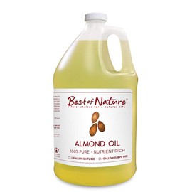 Best of Nature 100% Pure Sweet Almond Oil – Moisturizing Massage & Body Oil, Unscented for Hair, Skin, Face, Soap Making, Aromatherapy, Ideal Carrier for Essential Oils, Half Gallon (64 fl oz)