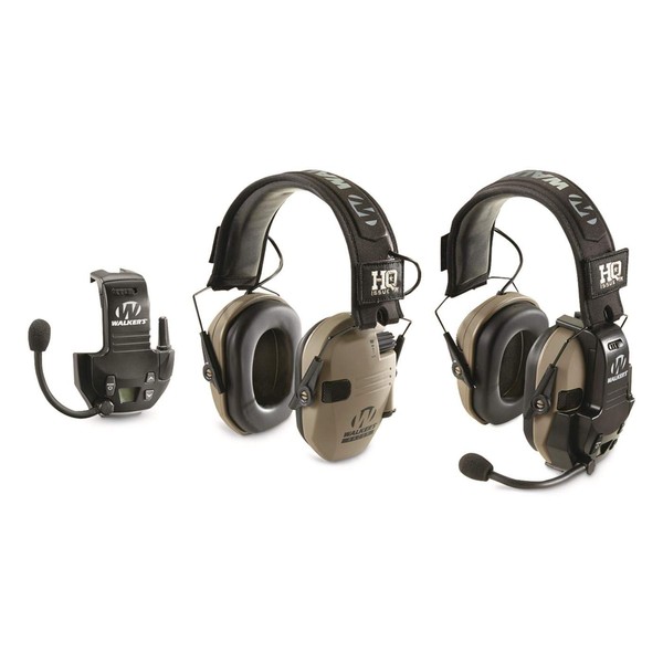 HQ ISSUE Walker's Razor Slim Low Profile Electronic Ear Muffs with Walkie Talkie, Shooting Hearing Protection 2 Pack
