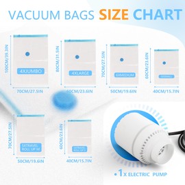 Vacuum Storage Bags with Electric Air Pump, 25 Pack Compression Bag, Space Saving Vacuum Sealer Bags for Clothes, Blanket, Duvets, Pillows, Comforters Travel, Two Compressing Ways