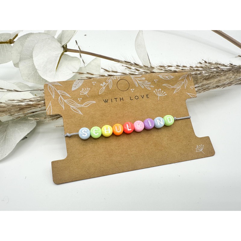 Schulkind Armband Geschenk Mädchen Junge Einschulung Perlenarmband Schultüte erste Klasse