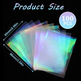 100 Pcs Photocard Sleeves Laser Flashing Card Sleeves Trading Card-Sleeves Holographic Foil Protective Cover Foil Card Protective Sleeve - Rainbow Style, 65x90mm