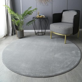 SK Studio Short Pile Rug, Round, Soft Designer Plain Flooring, Non-Slip Rugs for Kitchen, Dining Room, Teenager's Room, Children's Room, Grey, 80 cm