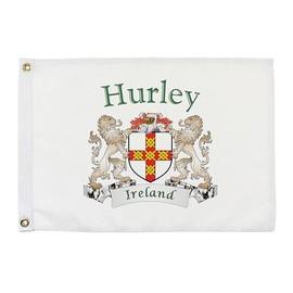 Hurley Irish Coat of Arms Small White Flag - 12"x18" inches