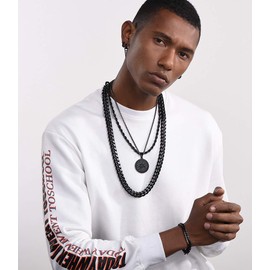 PROSTEEL Amulet Necklace for Men Protection from Evil Spirits Seven Archangels Talisman Medallion Black