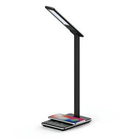 Supersonic SC-6040QI 5-in-1 LED Desk Lamp with QI Charger, QI Wireless & USB Charging, Energy-Efficient, 500LM Brightness, Adjustable Color Temp. Sleek Design for Home Office and Bedside Table (Black)