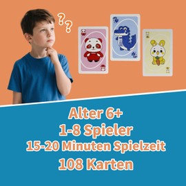 King Bomb Thinking Logic Training Card Game, 108 Cards, 1-8 Players, Suitable from 6 Years, Memory Matching Cards, Strategy Game, Vision Training for Children, Family Fun Game, German Edition