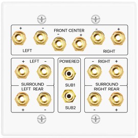 TNP 7.2 Surround Sound Subwoofer and Speaker Wall Plate - AV Home Theater Media HDMI Banana Plug RCA Wall Speaker Connection Audio Plate