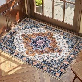 Ciicool Small Area Rug, 2x3ft Boho Rug, Ultra Soft Entry Rugs for Entryway, Non-Slip Washable Rugs Oriental Low-Pile Indoor Mat Floor Carpet for Entrance Bedroom Kitchen Bathroom Foyer Decor