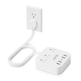 UK European Plug Adapter, Unidapt US to UK Europe Power Strip for EU/UK/US Built in USB C and 4 USB Ports, 3 AC Outlets, Wall Mountable, 5ft Extension Cord, for Travel Cruise Ship Home