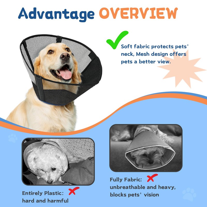 Supet Soft Dog Cone Collar for Small Dogs, Comfortable Mesh