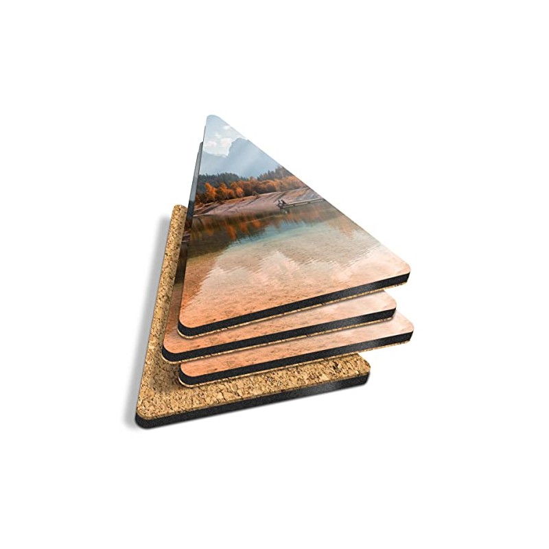 4 x Triangle Coasters - Male Northern Cardinal Bird Cork