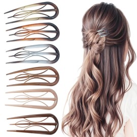 French Hair Pins for Women, 6Pcs French Hair Clips with Internal Teeth, U Shaped, 6 colors, Retro Hairpins Decorative for Both Thin and Thick Hair