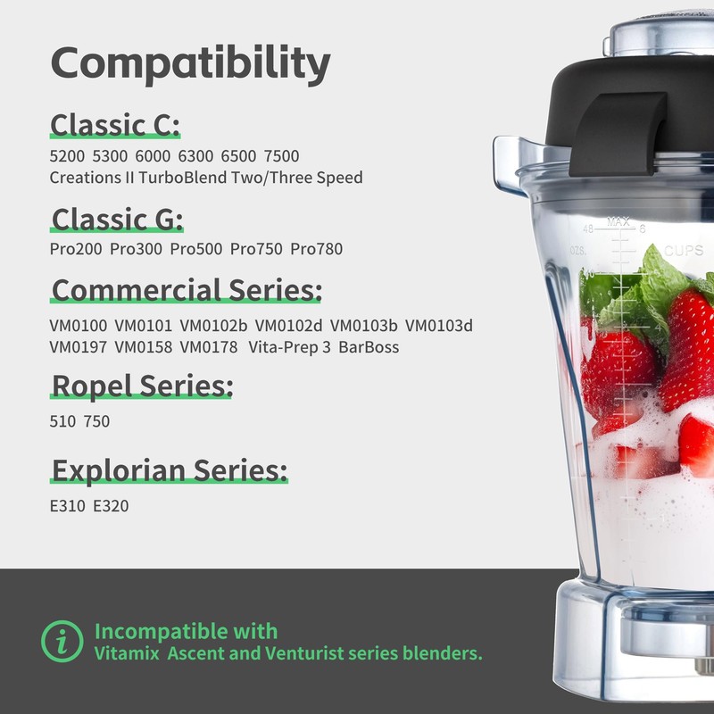 Twisvo 48 oz Container Compatible with Vitamix E310, E320, 5200,